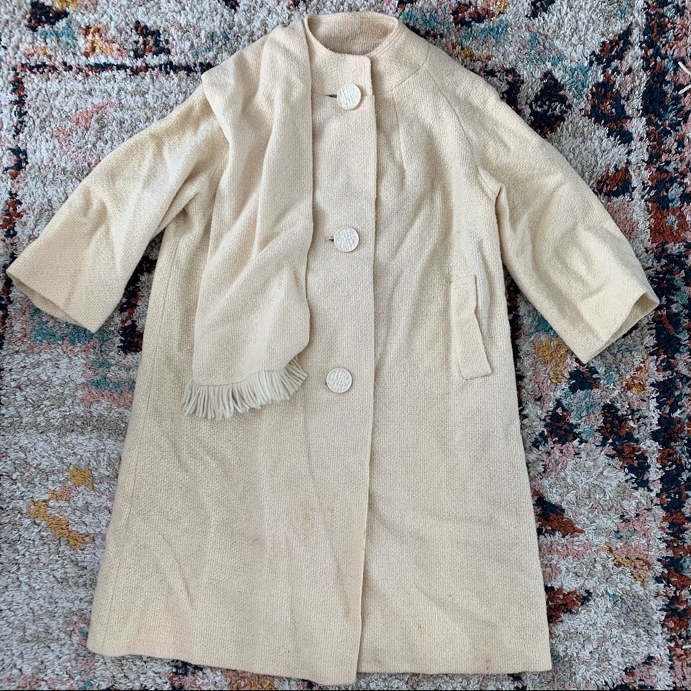 Vintage 1950s Wool Cream Swing Coat Jacket